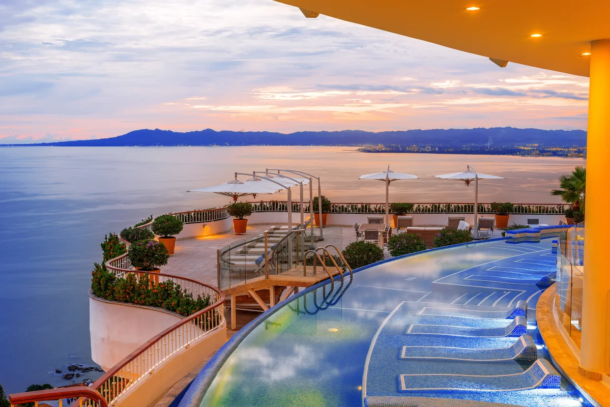 Panoramic view of Banderas Bay from Grand Miramar Puerto Vallarta